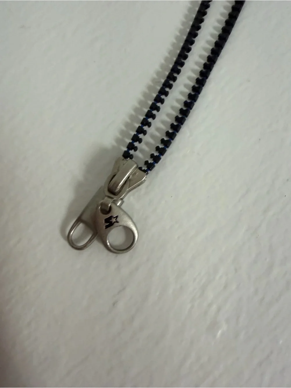 Silver and black zipper necklace minimalist